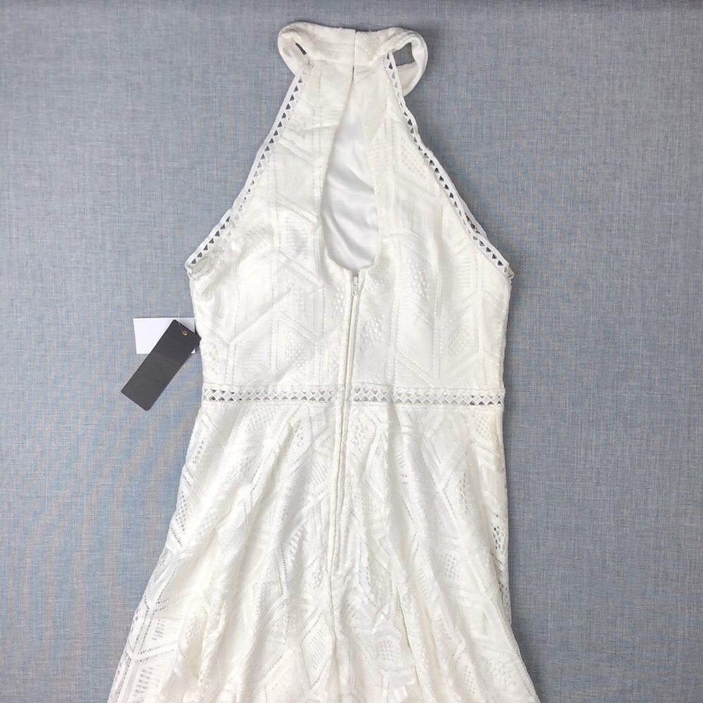 City Studio White Crochet Halter Dress Junior Size 3, 5, 13 Homecoming Prom - Picture 5 of 6